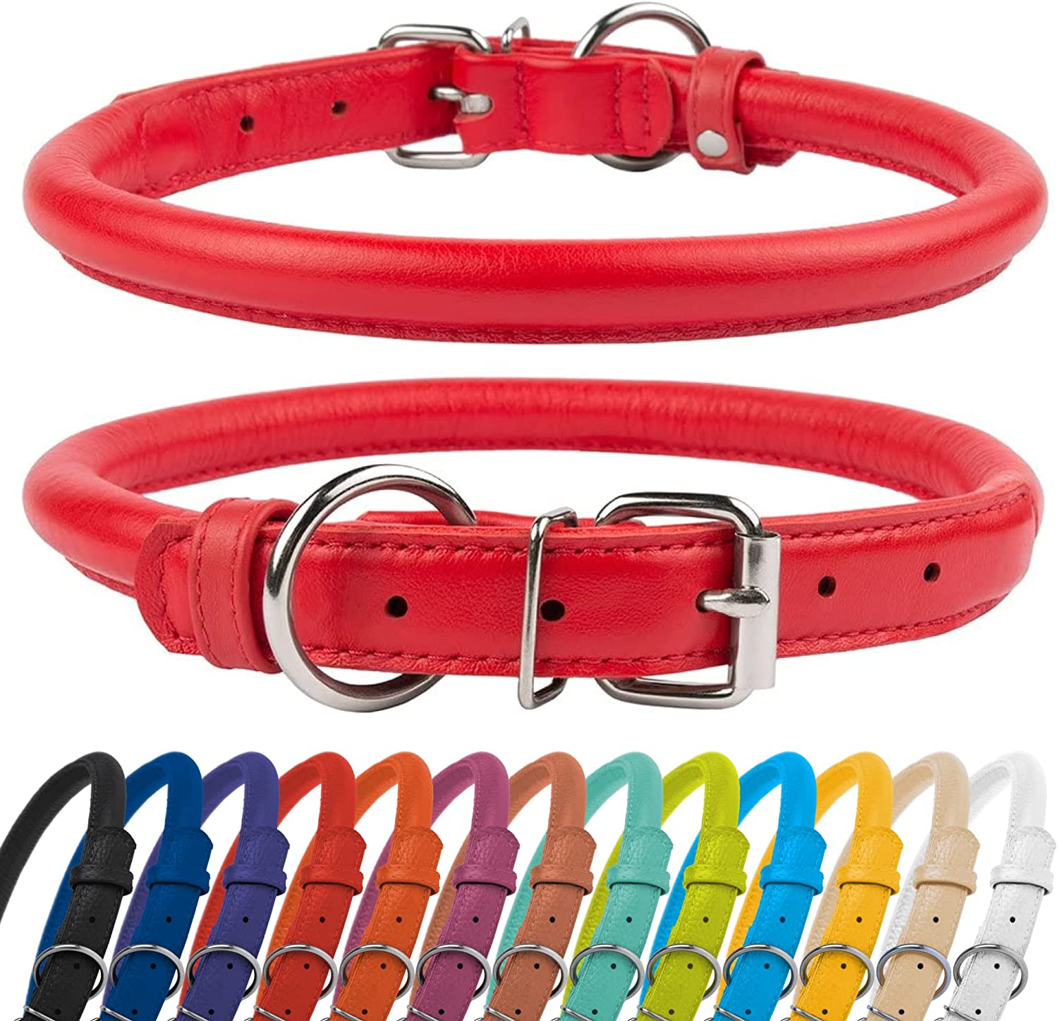 CollarDirect Rolled Leather Dog Collar